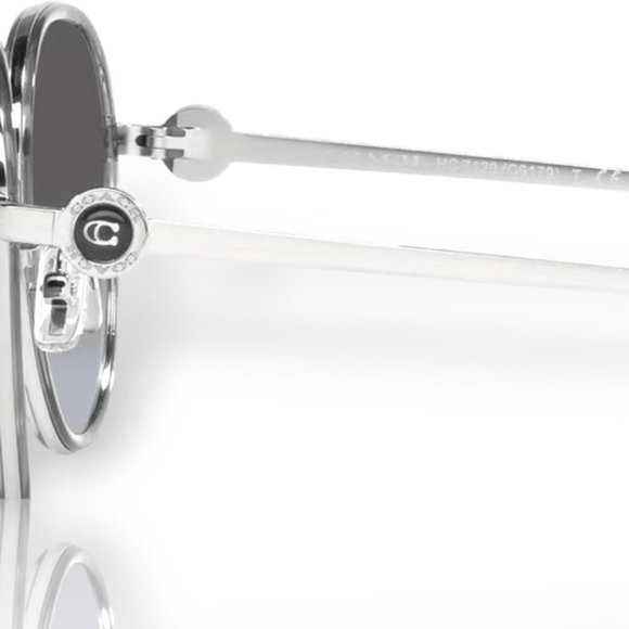 COACH Silver Round Grey Gradient Lens Sunglasses Hard Case Micro Cleaning Cloth - Picture 5 of 9